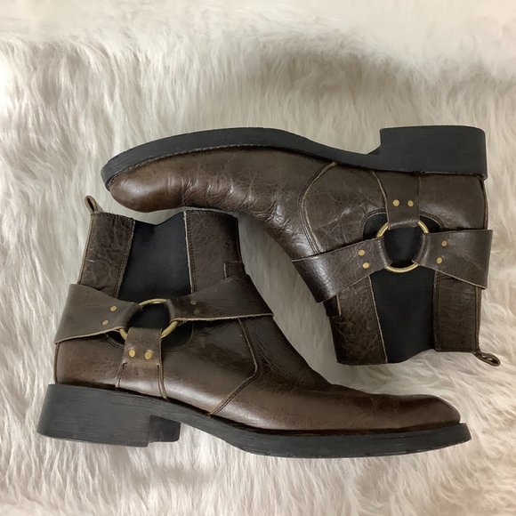 Bed Stu Men's Brown Leather Harness Buckle Chelsea Fairbanks Boots 12 - Picture 6 of 11